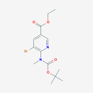 molecular formula C14H19BrN2O4 B8080161 Ethyl 5-bromo-6-((tert-butoxycarbonyl)(methyl)amino)nicotinate 