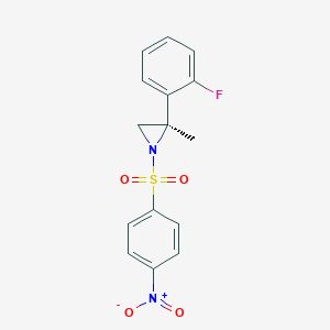 molecular formula C15H13FN2O4S B8080197 (R)-2-(2-Fluorophenyl)-2-methyl-1-((4-nitrophenyl)sulfonyl)aziridine 