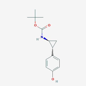 molecular formula C14H19NO3 B8080260 tert-butyl N-[(1S,2R)-2-(4-hydroxyphenyl)cyclopropyl]carbamate 