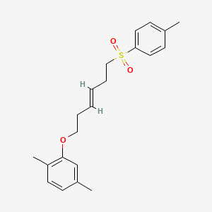 molecular formula C21H26O3S B8080317 2-((E)-6-Tosylhex-3-enyloxy)-1,4-dimethylbenzene 