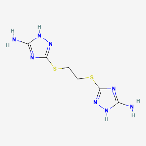 molecular formula C6H10N8S2 B8081329 3,3'-[Ethane-1,2-diylbis(thio)]bis(1H-1,2,4-triazol-5-amine) 
