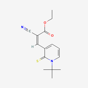 molecular formula C15H18N2O2S B8081406 Ethyl 3-(1-tert-butyl-2-thioxo-1,2-dihydro-3-pyridinyl)-2-cyanoacrylate 