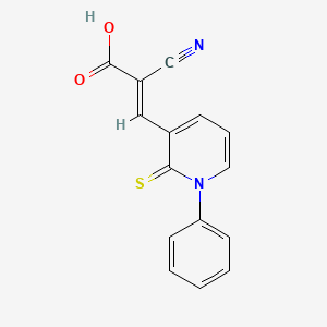 molecular formula C15H10N2O2S B8081413 2-Cyano-3-(1-phenyl-2-thioxo-1,2-dihydro-3-pyridinyl)acrylic acid 