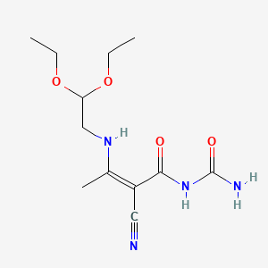 molecular formula C12H20N4O4 B8081440 N-{2-cyano-3-[(2,2-diethoxyethyl)amino]-2-butenoyl}urea 