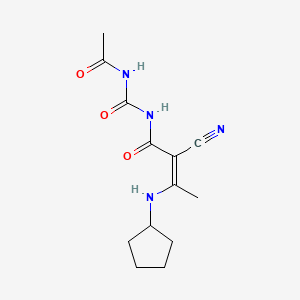 molecular formula C13H18N4O3 B8081448 N-acetyl-N'-[2-cyano-3-(cyclopentylamino)-2-butenoyl]urea 
