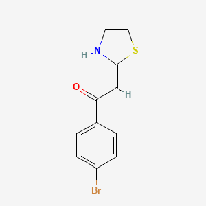 molecular formula C11H10BrNOS B8081483 1-(4-Bromophenyl)-2-(1,3-thiazolidin-2-ylidene)ethanone 