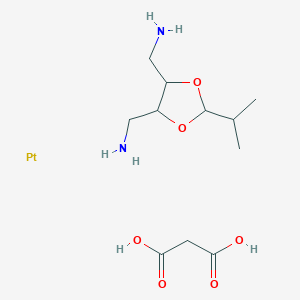 molecular formula C11H22N2O6Pt B8081758 [5-(氨甲基)-2-丙烷-2-基-1,3-二氧杂环-4-基]甲胺；铂；丙二酸 