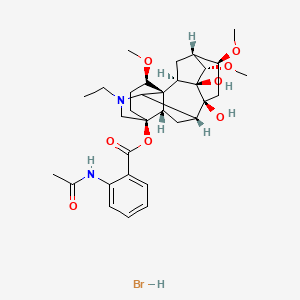 molecular formula C32H45BrN2O8 B8081770 [(1S,2R,3S,4S,5R,6S,8S,9R,13S,16R,17S)-11-ethyl-3,8-dihydroxy-4,6,16-trimethoxy-11-azahexacyclo[7.7.2.12,5.01,10.03,8.013,17]nonadecan-13-yl] 2-acetamidobenzoate;hydrobromide 