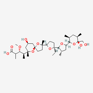 molecular formula C36H62O11 B8081783 (3R,4S)-4-[(2S,5R,7S,9R)-2-[(2R,5S)-5-ethyl-5-[(2R,3S,5R)-5-[(2S,3S,5R,6R)-6-hydroxy-6-(hydroxymethyl)-3,5-dimethyloxan-2-yl]-3-methyloxolan-2-yl]oxolan-2-yl]-9-hydroxy-2,7-dimethyl-1,6-dioxaspiro[4.5]decan-7-yl]-3-methoxy-2-methylpentanoic acid 