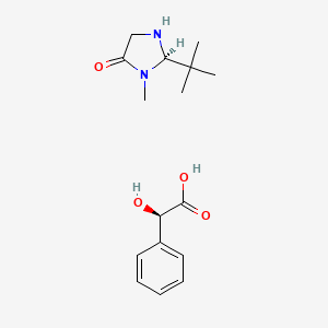 molecular formula C16H24N2O4 B8081828 (2R)-2-tert-butyl-3-methylimidazolidin-4-one;(2R)-2-hydroxy-2-phenylacetic acid 