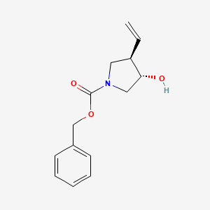 molecular formula C14H17NO3 B8081836 (3S,4R)-benzyl 3-hydroxy-4-vinylpyrrolidine-1-carboxylate 