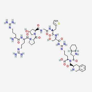 molecular formula C59H89N19O13S B8081922 L-Arginine, D-arginyl-L-arginyl-L-prolyl-(4R)-4-hydroxy-L-prolylglycyl-3-(2-thienyl)-L-alanyl-L-seryl-(3R)-1,2,3,4-tetrahydro-3-isoquinolinecarbonyl-(2S,3aS,7aS)-octahydro-1H-indole-2-carbonyl- 