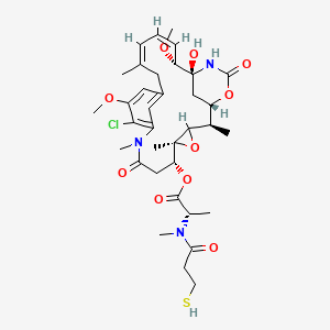 molecular formula C35H48ClN3O10S B8081929 (3E,5Z,7R,8S,12S,13R,16S,17R)-22-chloro-8-hydroxy-7,23-dimethoxy-3,13,16,20-tetramethyl-10,19-dioxo-9,20-diaza-11,15-dioxatetracyclo[19.3.1.18,12.014,16]hexacosa-1(25),3,5,21(22),23-pentaen-17-yl N-methyl-N-(3-sulfanylpropanoyl)-L-alaninate 