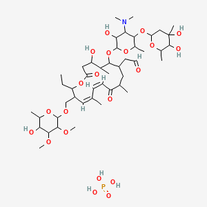 molecular formula C46H80NO21P B8081935 2-[(11Z,13Z)-6-[5-(4,5-dihydroxy-4,6-dimethyloxan-2-yl)oxy-4-(dimethylamino)-3-hydroxy-6-methyloxan-2-yl]oxy-16-ethyl-4-hydroxy-15-[(5-hydroxy-3,4-dimethoxy-6-methyloxan-2-yl)oxymethyl]-5,9,13-trimethyl-2,10-dioxo-1-oxacyclohexadeca-11,13-dien-7-yl]acetaldehyde;phosphoric acid 