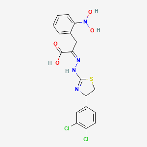 molecular formula C18H16Cl2N4O4S B8081963 (2Z)-2-[[4-(3,4-dichlorophenyl)-4,5-dihydro-1,3-thiazol-2-yl]hydrazinylidene]-3-[2-(dihydroxyamino)phenyl]propanoic acid 