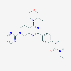 molecular formula C25H30N8O2 B8082020 1-ethyl-3-[4-[4-(3-methylmorpholin-4-yl)-7-pyrimidin-2-yl-6,8-dihydro-5H-pyrido[3,4-d]pyrimidin-2-yl]phenyl]urea 