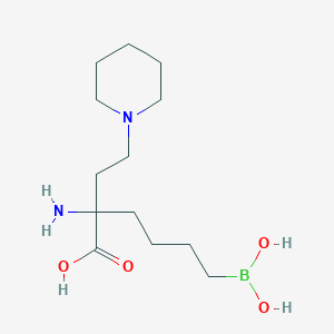molecular formula C13H27BN2O4 B8082060 2-Amino-6-borono-2-(2-(piperidin-1-yl)ethyl)hexanoic acid 