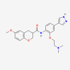 molecular formula C24H28N4O4 B8082073 N-(2-(2-(dimethylamino)ethoxy)-4-(1H-pyrazol-4-yl)phenyl)-6-methoxychroman-3-carboxamide 