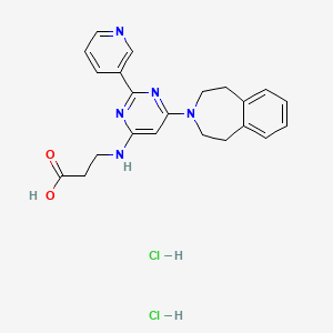 molecular formula C22H25Cl2N5O2 B8082077 3-[[2-Pyridin-3-yl-6-(1,2,4,5-tetrahydro-3-benzazepin-3-yl)pyrimidin-4-yl]amino]propanoic acid;dihydrochloride 