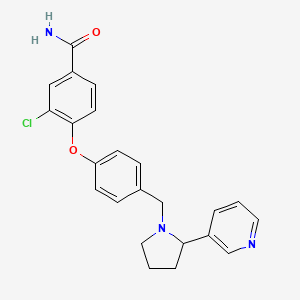 molecular formula C23H22ClN3O2 B8082087 3-chloro-4-[4-[[(2S)-2-(3-pyridyl)pyrrolidin-1-yl]methyl]phenoxy]benzamide 