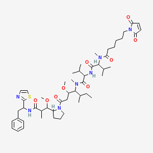molecular formula C51H77N7O9S B8082094 6-(2,5-dioxopyrrol-1-yl)-N-[1-[[1-[[3-methoxy-1-[2-[1-methoxy-2-methyl-3-oxo-3-[[2-phenyl-1-(1,3-thiazol-2-yl)ethyl]amino]propyl]pyrrolidin-1-yl]-5-methyl-1-oxoheptan-4-yl]-methylamino]-3-methyl-1-oxobutan-2-yl]amino]-3-methyl-1-oxobutan-2-yl]-N-methylhexanamide 