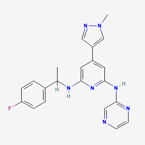 6-N-[1-(4-fluorophenyl)ethyl]-4-(1-methylpyrazol-4-yl)-2-N-pyrazin-2-ylpyridine-2,6-diamine