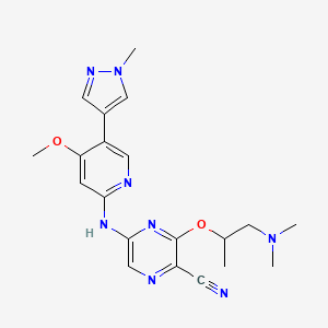molecular formula C20H24N8O2 B8082127 3-[1-(Dimethylamino)propan-2-yloxy]-5-[[4-methoxy-5-(1-methylpyrazol-4-yl)pyridin-2-yl]amino]pyrazine-2-carbonitrile 