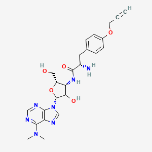 molecular formula C24H29N7O5 B8082152 (2S)-2-amino-N-[(2S,3R,5R)-5-[6-(dimethylamino)purin-9-yl]-4-hydroxy-2-(hydroxymethyl)oxolan-3-yl]-3-(4-prop-2-ynoxyphenyl)propanamide 