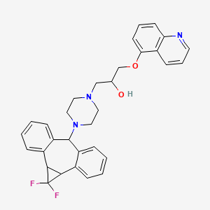 molecular formula C32H31F2N3O2 B8082178 (2R)-1-{4-[(1aR,6r,10bS)-1,1-Difluoro-1,1a,6,10b-tetrahydrodibenzo[a,e]cyclopropa[c]cyclohepten-6-yl]piperazin-1-yl}-3-(quinolin-5-yloxy)propan-2-ol 