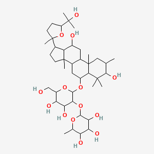 molecular formula C42H72O14 B8082361 2-[2-[[3,12-Dihydroxy-17-[5-(2-hydroxypropan-2-yl)-2-methyloxolan-2-yl]-2,4,4,10,14-pentamethyl-1,2,3,5,6,7,8,9,11,12,13,15,16,17-tetradecahydrocyclopenta[a]phenanthren-6-yl]oxy]-4,5-dihydroxy-6-(hydroxymethyl)oxan-3-yl]oxy-6-methyloxane-3,4,5-triol 