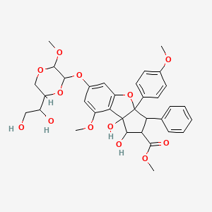 methyl 6-[[6-(1,2-dihydroxyethyl)-3-methoxy-1,4-dioxan-2-yl]oxy]-1,8b-dihydroxy-8-methoxy-3a-(4-methoxyphenyl)-3-phenyl-2,3-dihydro-1H-cyclopenta[b][1]benzofuran-2-carboxylate