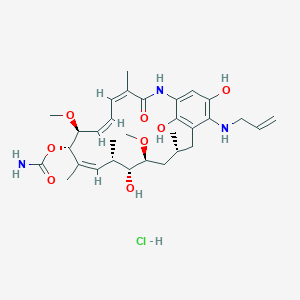 molecular formula C31H46ClN3O8 B8082399 [(4Z,6Z,8S,9S,10Z,12S,13R,14S,16R)-13,20,22-trihydroxy-8,14-dimethoxy-4,10,12,16-tetramethyl-3-oxo-19-(prop-2-enylamino)-2-azabicyclo[16.3.1]docosa-1(21),4,6,10,18(22),19-hexaen-9-yl] carbamate;hydrochloride 