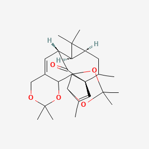 molecular formula C26H36O5 B8082404 (1S,16R,17S,19S)-3,6,6,11,11,18,18,21-octamethyl-5,7,10,12-tetraoxahexacyclo[14.5.1.01,8.04,8.09,14.017,19]docosa-2,14-dien-22-one 