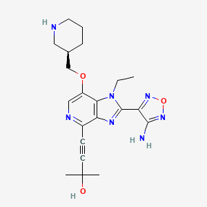 molecular formula C21H27N7O3 B8082417 4-[2-(4-amino-1,2,5-oxadiazol-3-yl)-1-ethyl-7-[(3R)-piperidin-3-ylmethoxy]-1H-imidazo[4,5-c]pyridin-4-yl]-2-methylbut-3-yn-2-ol 