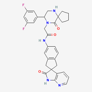 molecular formula C31H29F2N5O3 B8082557 2-[8-(3,5-difluorophenyl)-10-oxo-6,9-diazaspiro[4.5]decan-9-yl]-N-(2'-oxospiro[1,3-dihydroindene-2,3'-1H-pyrrolo[2,3-b]pyridine]-5-yl)acetamide 