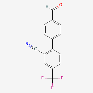 molecular formula C15H8F3NO B8082633 4'-Formyl-4-(trifluoromethyl)[1,1'-biphenyl]-2-carbonitrile 