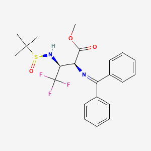 molecular formula C22H25F3N2O3S B8082717 Methyl (2S,3S)-2-(benzhydrylideneamino)-3-[[(S)-tert-butylsulfinyl]amino]-4,4,4-trifluorobutanoate 