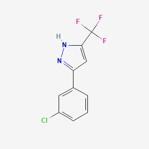 molecular formula C10H6ClF3N2 B8082735 5-(3-Chlorophenyl)-3-(trifluoromethyl)-1H-pyrazole 