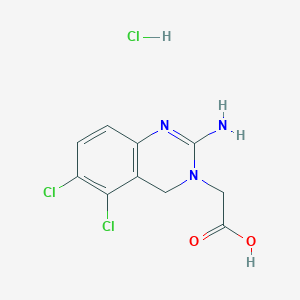 molecular formula C10H10Cl3N3O2 B8083024 2-(2-Amino-5,6-dichloroquinazolin-3(4H)-yl)acetic acid hydrochloride 