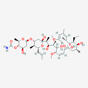 molecular formula C46H75NO14 B8083067 [(2R,3S,4R,6R)-6-[(2R,4R,5S,6R)-2-[(2S,3R,4S)-4-[(2R,3S,4Z,6Z,9R,10S,11S,12R,13R,14Z,16E)-11-ethyl-10,12-dihydroxy-3,17-dimethoxy-7,9,13,15-tetramethyl-18-oxo-1-oxacyclooctadeca-4,6,14,16-tetraen-2-yl]-3-hydroxypentan-2-yl]-2-hydroxy-5-methyl-6-[(E)-prop-1-enyl]oxan-4-yl]oxy-4-hydroxy-2-methyloxan-3-yl] carbamate 
