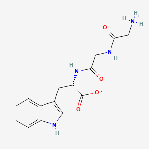 molecular formula C15H18N4O4 B8083113 (2S)-2-[[2-[(2-azaniumylacetyl)amino]acetyl]amino]-3-(1H-indol-3-yl)propanoate 