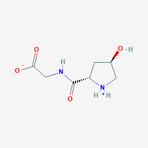 molecular formula C7H12N2O4 B8083129 2-[[(2S,4R)-4-hydroxypyrrolidin-1-ium-2-carbonyl]amino]acetate 