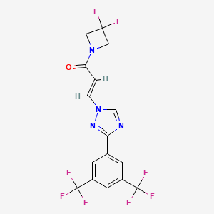 molecular formula C16H10F8N4O B8083163 (2e)-3-{3-[3,5-Bis(Trifluoromethyl)phenyl]-1h-1,2,4-Triazol-1-Yl}-1-(3,3-Difluoroazetidin-1-Yl)prop-2-En-1-One 