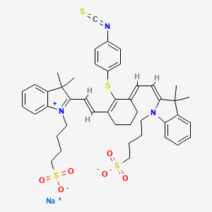 molecular formula C45H50N3NaO6S4 B8083198 sodium;4-[(2Z)-2-[(2E)-2-[3-[(E)-2-[3,3-dimethyl-1-(4-sulfonatobutyl)indol-1-ium-2-yl]ethenyl]-2-(4-isothiocyanatophenyl)sulfanylcyclohex-2-en-1-ylidene]ethylidene]-3,3-dimethylindol-1-yl]butane-1-sulfonate 