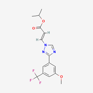 molecular formula C16H16F3N3O3 B8083228 propan-2-yl (E)-3-[3-[3-methoxy-5-(trifluoromethyl)phenyl]-1,2,4-triazol-1-yl]prop-2-enoate 