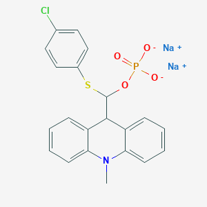 molecular formula C21H17ClNNa2O4PS B8083533 disodium;[(4-chlorophenyl)sulfanyl-(10-methyl-9H-acridin-9-yl)methyl] phosphate 