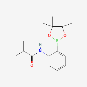 molecular formula C16H24BNO3 B8083570 2-methyl-N-[2-(tetramethyl-1,3,2-dioxaborolan-2-yl)phenyl]propanamide 