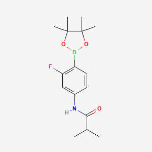 molecular formula C16H23BFNO3 B8083579 N-[3-fluoro-4-(tetramethyl-1,3,2-dioxaborolan-2-yl)phenyl]-2-methylpropanamide 