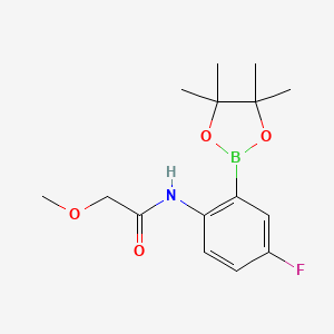 molecular formula C15H21BFNO4 B8083585 N-[4-fluoro-2-(tetramethyl-1,3,2-dioxaborolan-2-yl)phenyl]-2-methoxyacetamide 