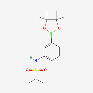 molecular formula C15H24BNO4S B8083593 N-[3-(tetramethyl-1,3,2-dioxaborolan-2-yl)phenyl]propane-2-sulfonamide 